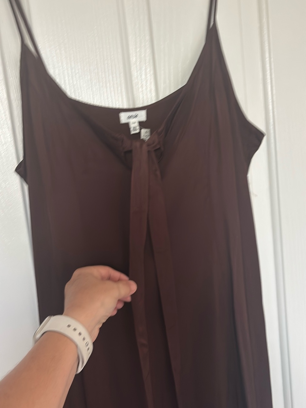 aerie Chocolate Brown Satin Slip Dress with Spaghetti Straps - Picture 2 of 7